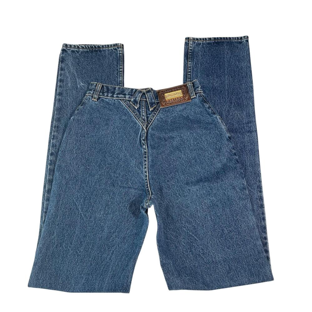 Vintage Lawman Jeans Womens 24 Blue High Rise Button Fly Western Straight 90s